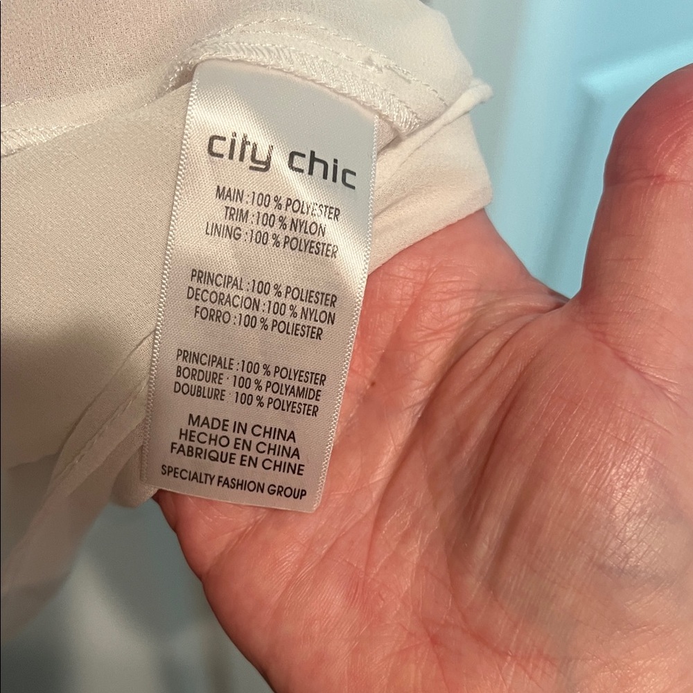 City Chic White Tank with Black Lace Bib - Picture 5 of 5